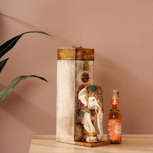 HANDCRAFTED ELEPHANT WINE BOTTLE HOLDER