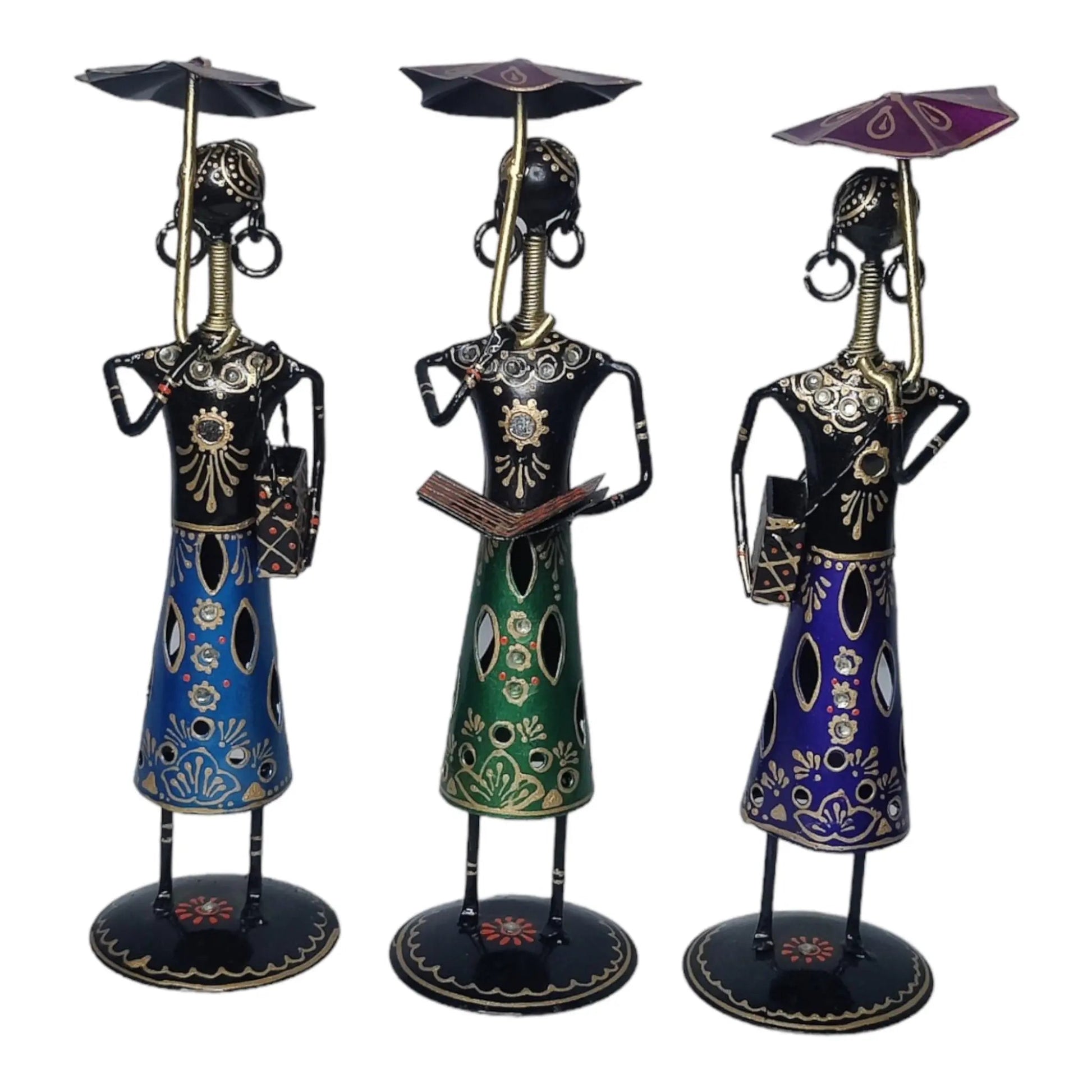 HANDCRAFTED METAL UMBRELLA DOLL (SET OF 3) WINNKRAFT