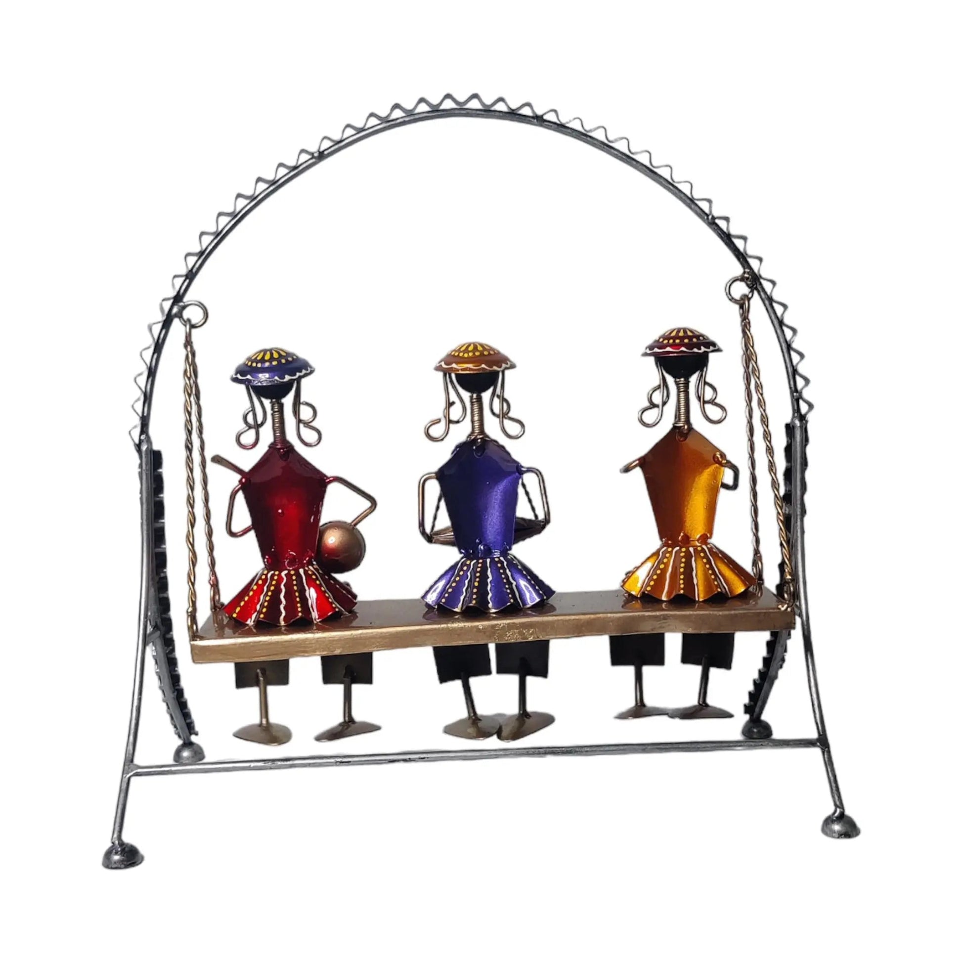 Handcrafted Metal Musicians on Swing Sculpture WINNKRAFT