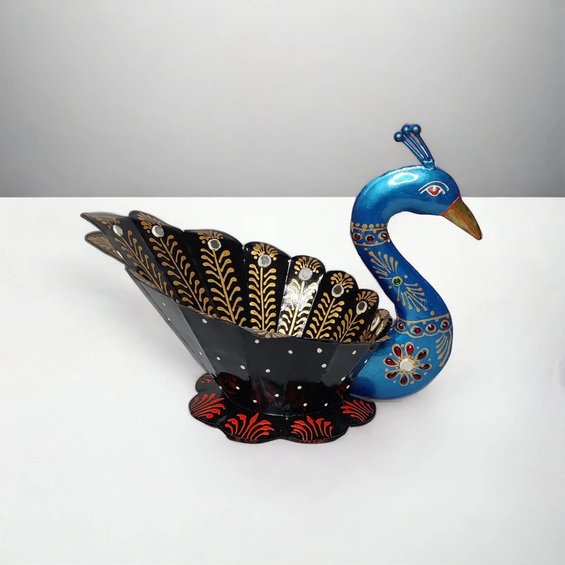 Handcrafted Metal Peacock Fruit Basket WINNKRAFT