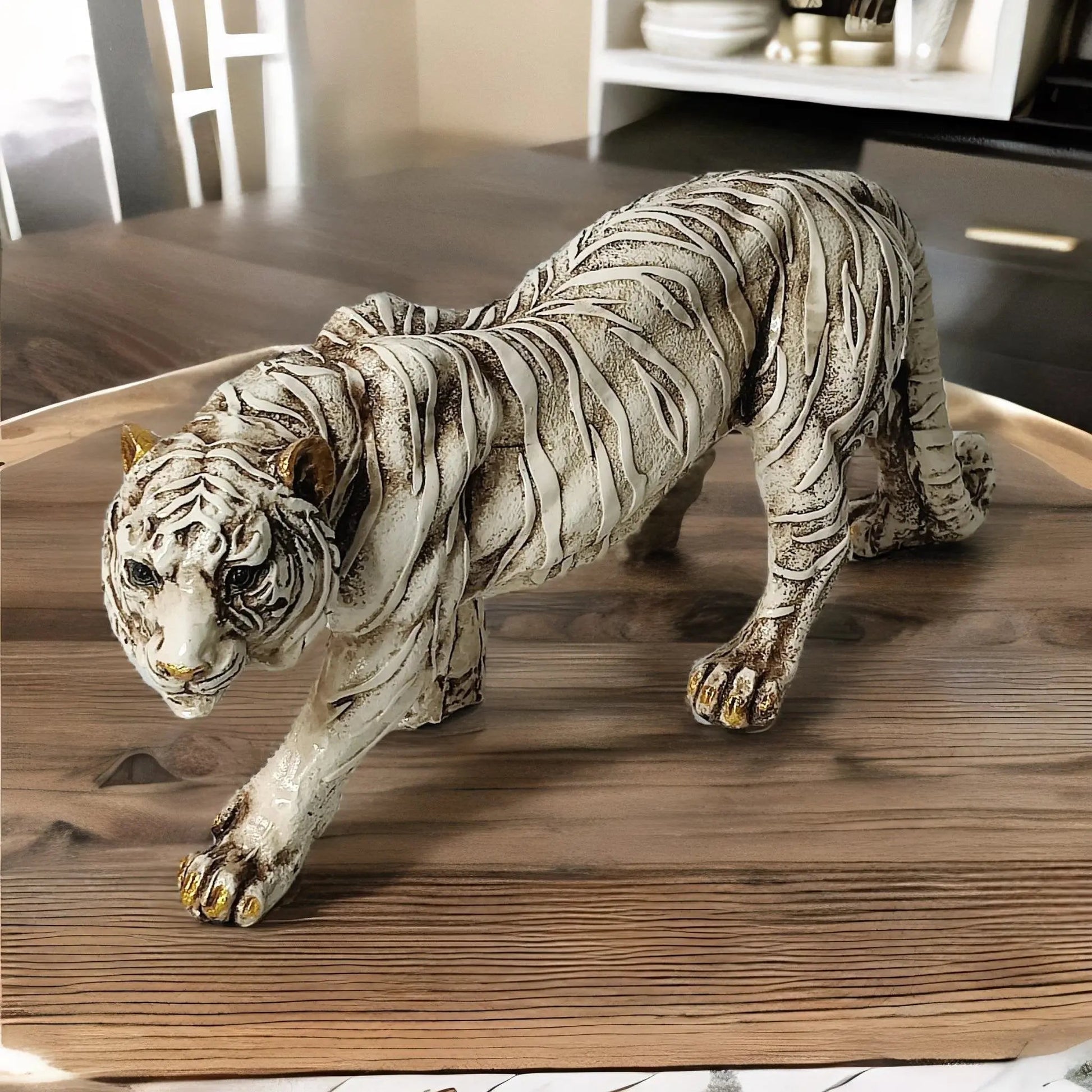 Handcrafted White Tiger Sculpture WINNKRAFT